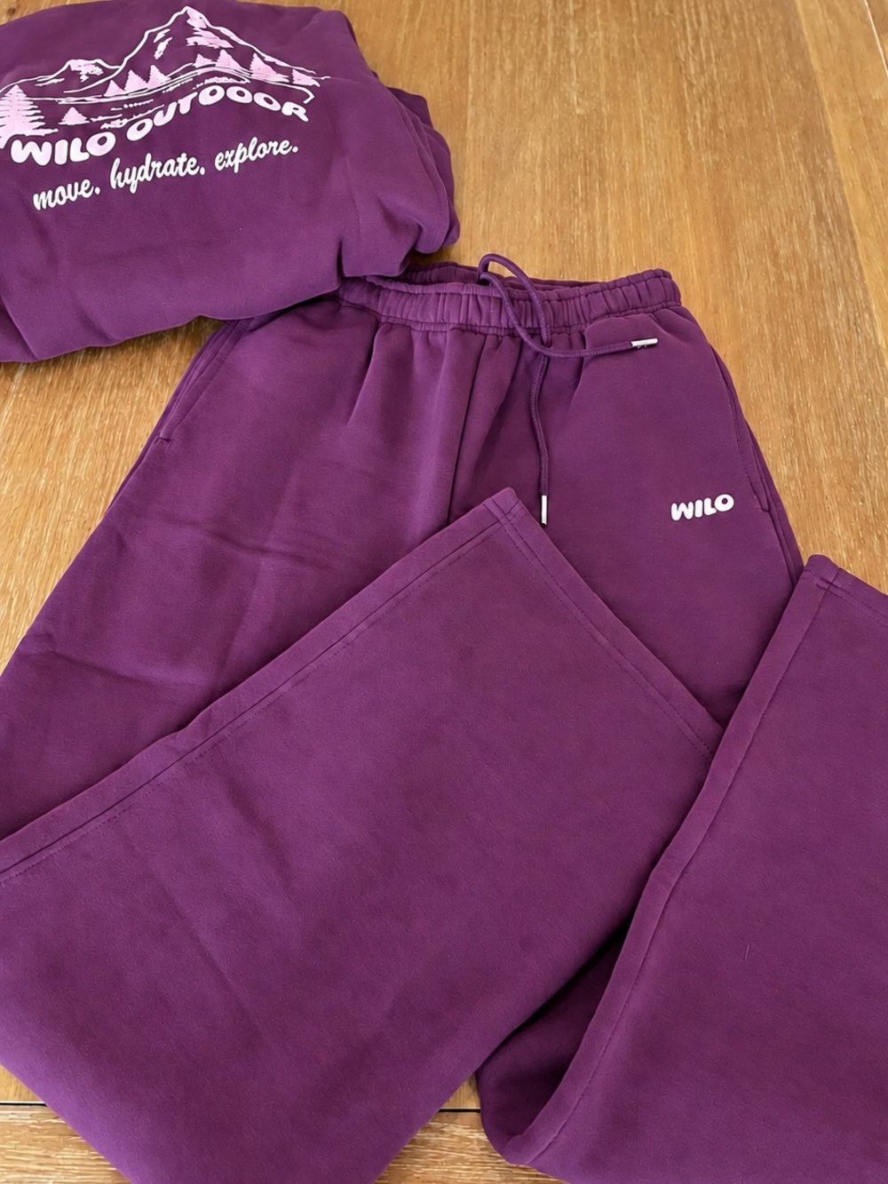 NWT WILO THE LABEL Outdoor Purple Hoodie & Jogger Sweatpants Set Size S